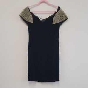 Rimini Black Dress with Gold Accents